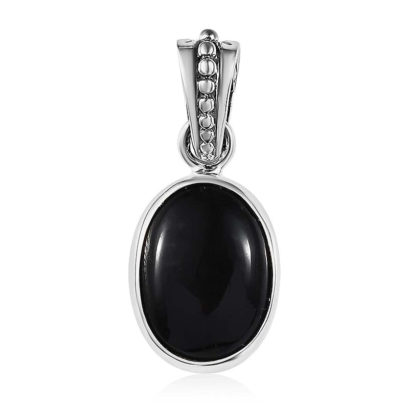 Mexican Velvet Obsidian 5.50 ctw Solitaire Pendant without Chain in Sterling Silver