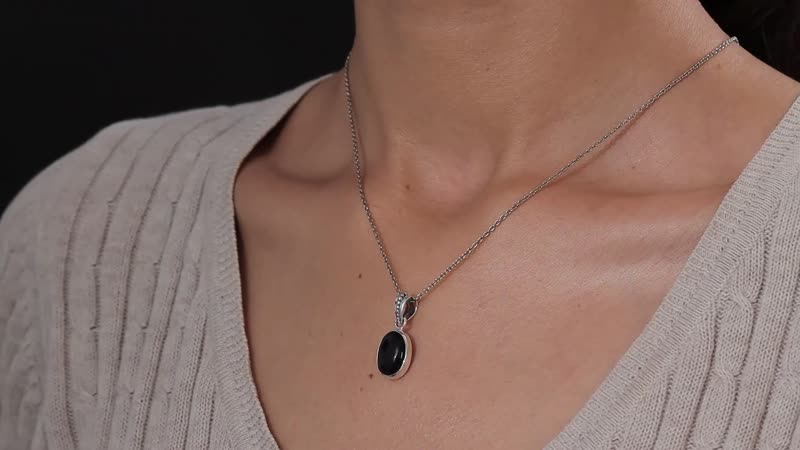 Mexican Velvet Obsidian 5.50 ctw Solitaire Pendant without Chain in Sterling Silver