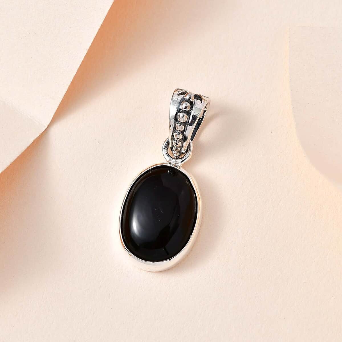 Mexican Velvet Obsidian 5.50 ctw Solitaire Pendant in Sterling Silver  image number 1