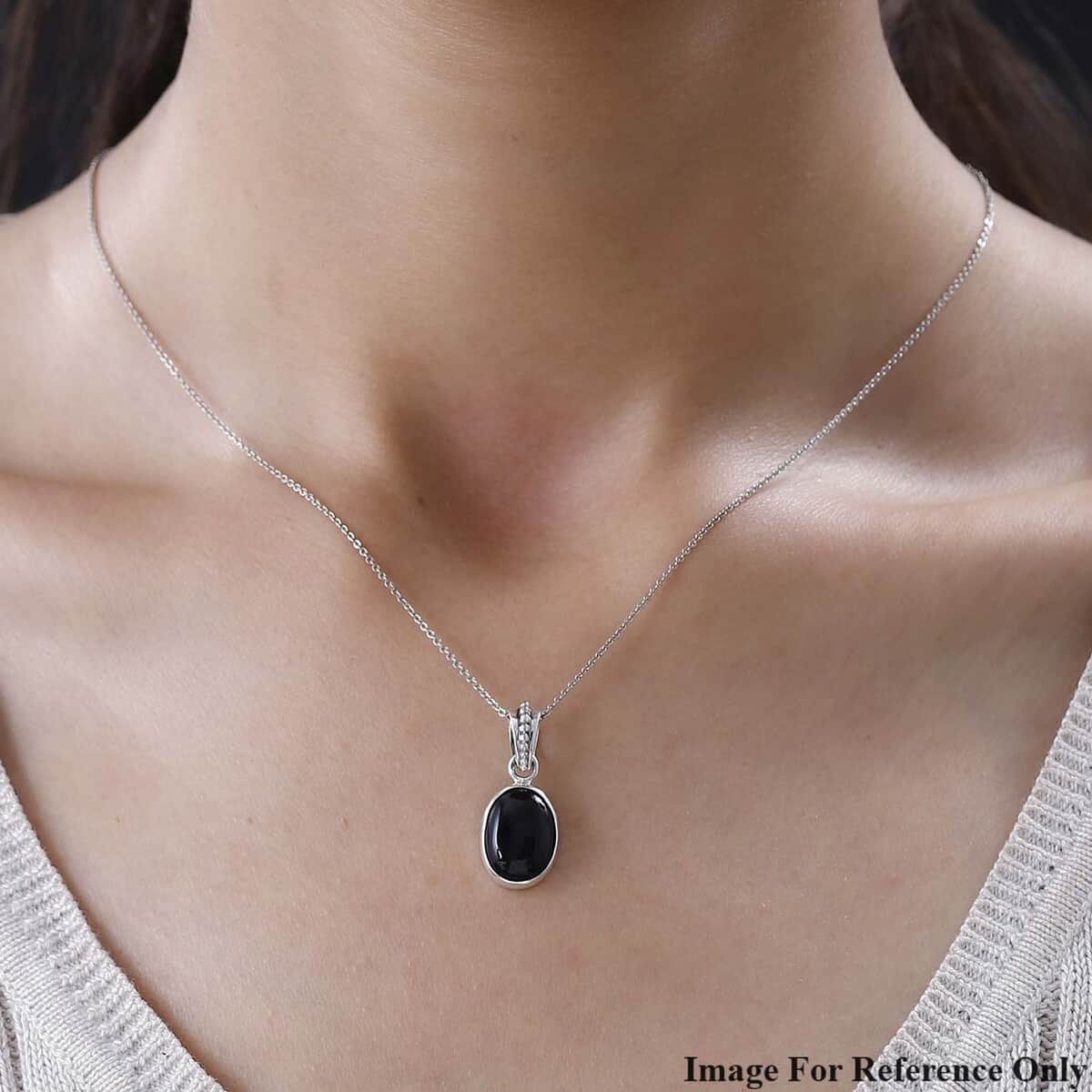 Mexican Velvet Obsidian 5.50 ctw Solitaire Pendant in Sterling Silver  image number 3