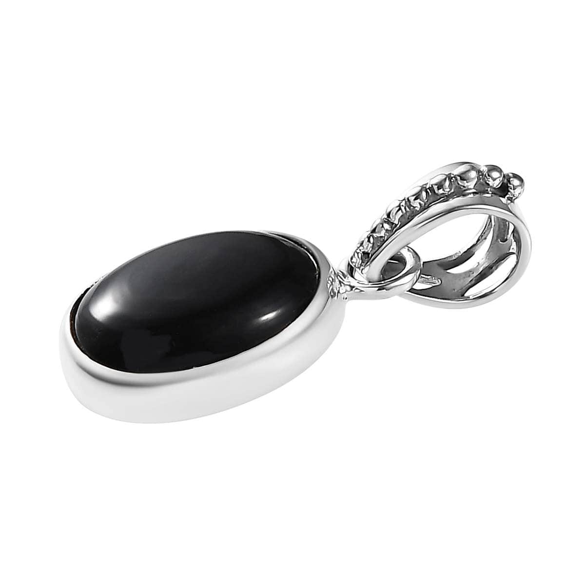 Mexican Velvet Obsidian 5.50 ctw Solitaire Pendant in Sterling Silver  image number 5