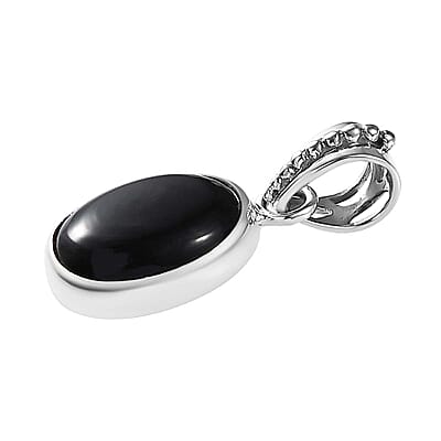 Mexican Velvet Obsidian 5.50 ctw Solitaire Pendant without Chain in Sterling Silver