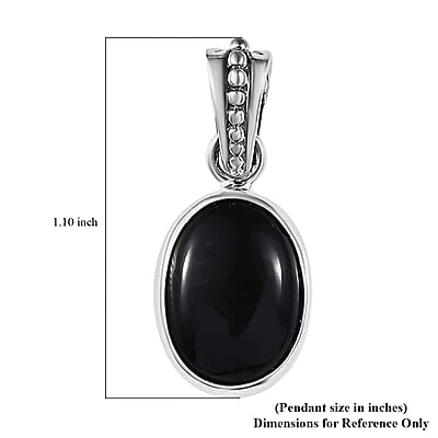 Mexican Velvet Obsidian 5.50 ctw Solitaire Pendant without Chain in Sterling Silver