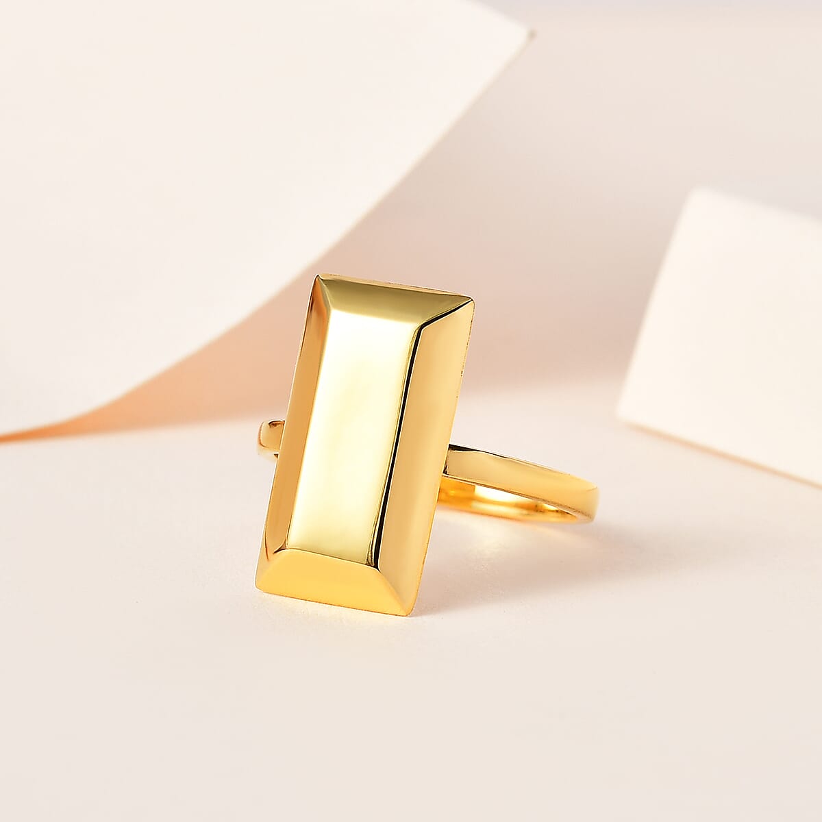 14K Yellow Gold Over Sterling Silver Bar Ring (Size 7.0) 2.65 Grams image number 1