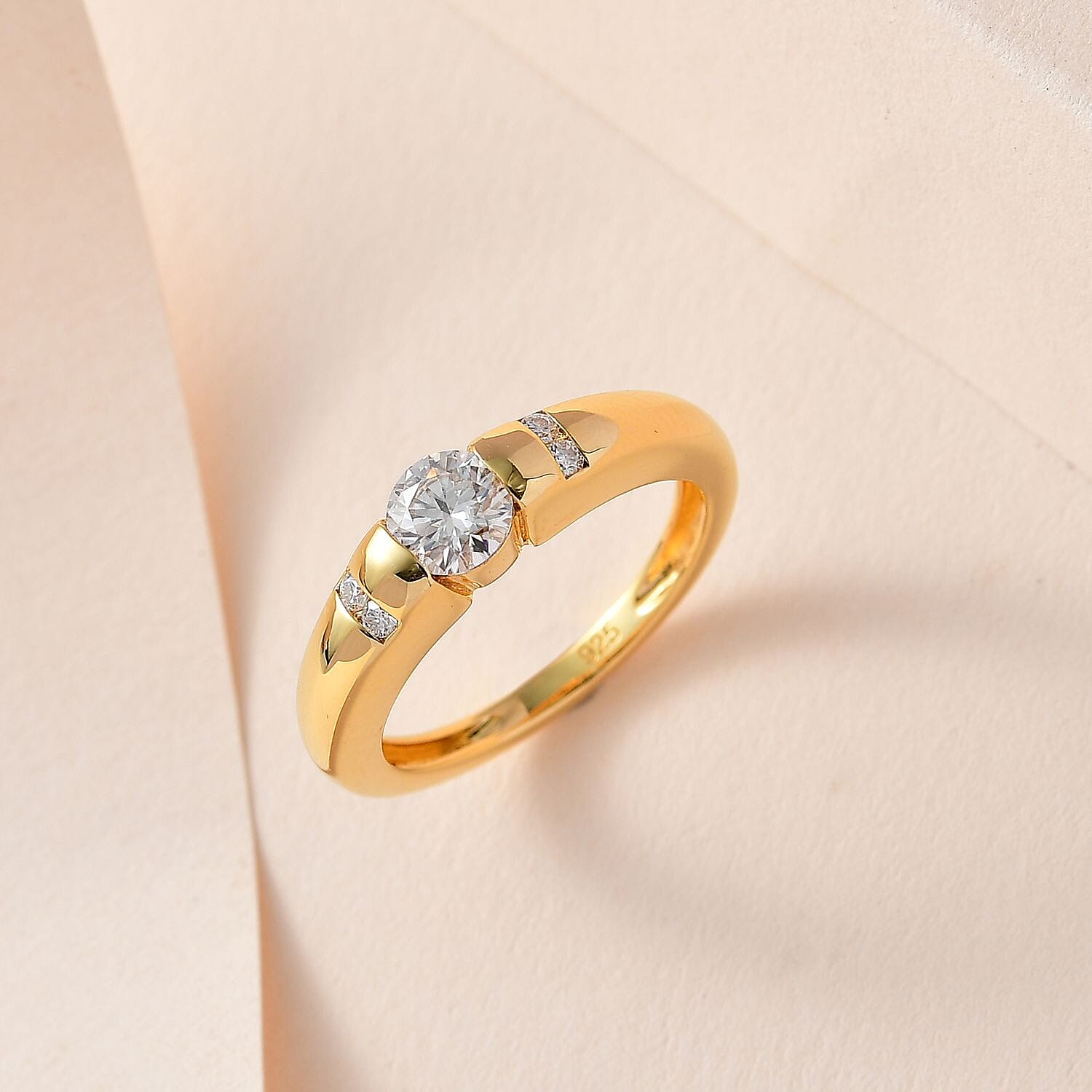 Moissanite 0.50 ctw Ring in 14K YG Over Sterling Silver (Size 11.5)
