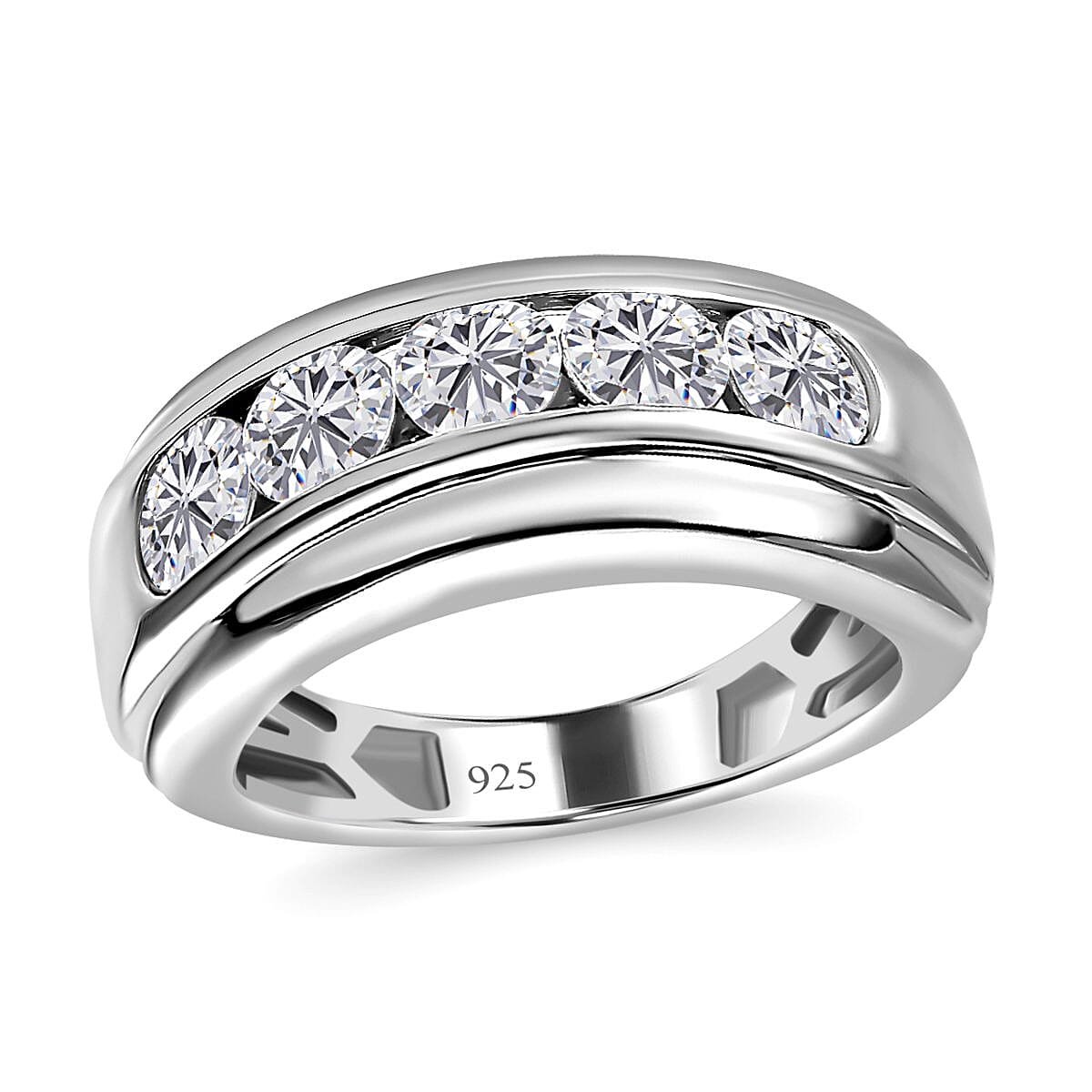Moissanite 1.40 ctw Ring in Platinum Over Sterling Silver (Size 6.5)