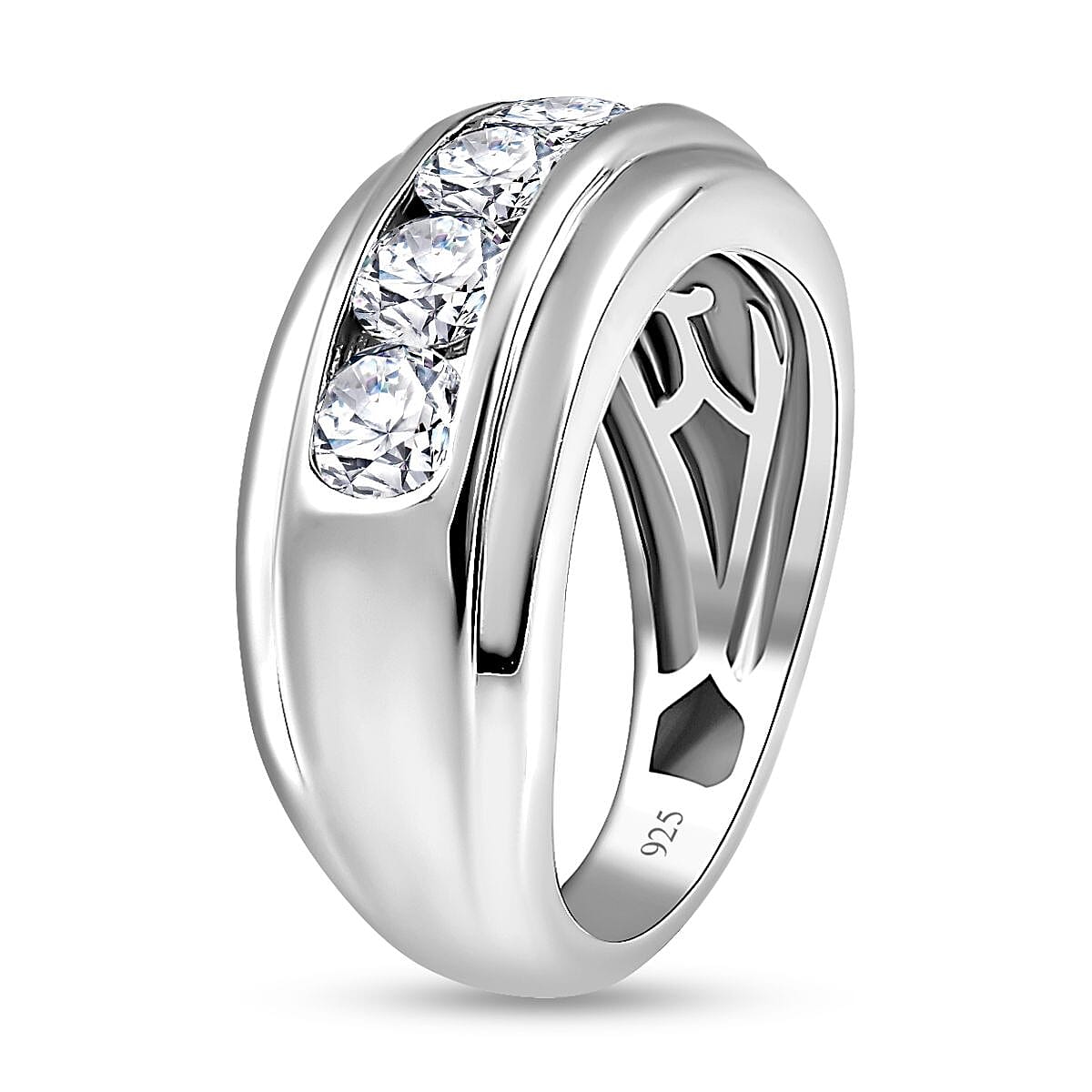 Moissanite 1.40 ctw Ring in Platinum Over Sterling Silver (Size 6.5)