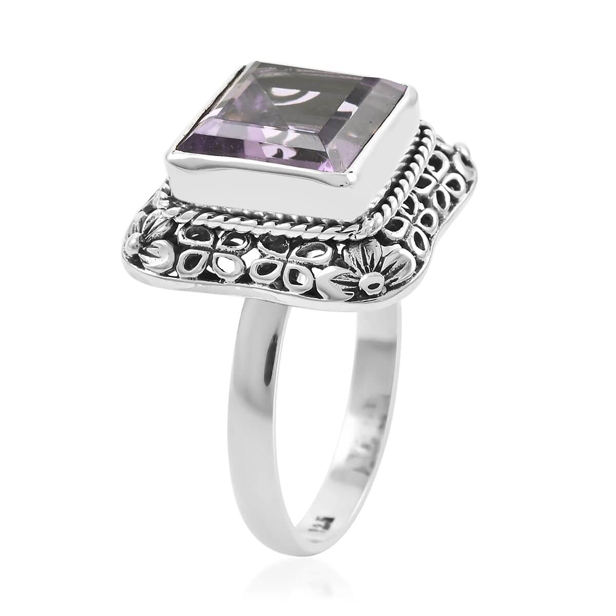 Bali Legacy Rose De France Amethyst Ring in Sterling Silver (Size 9.5) 5.10 ctw image number 3