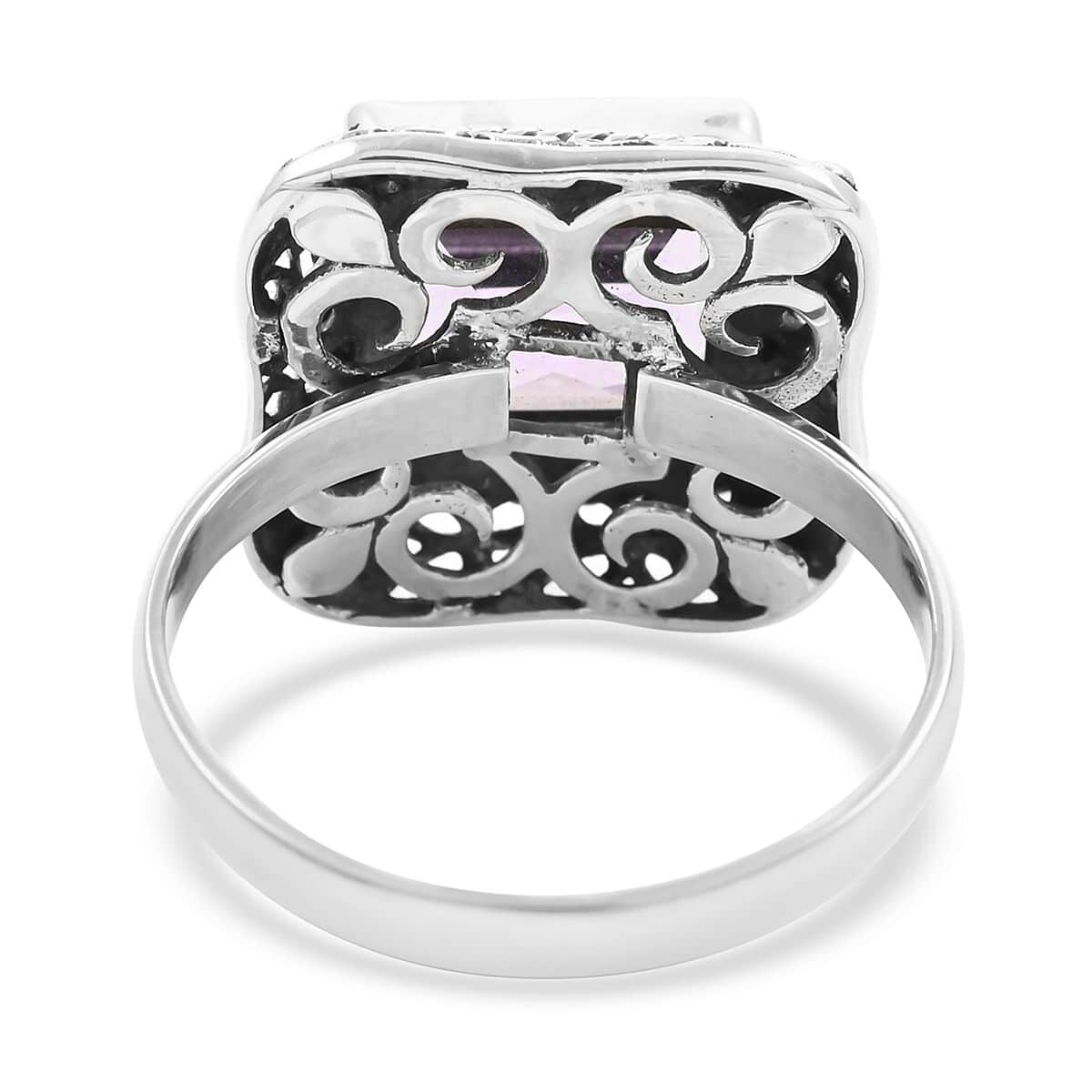 Bali Legacy Rose De France Amethyst Ring in Sterling Silver (Size 9.5) 5.10 ctw image number 4