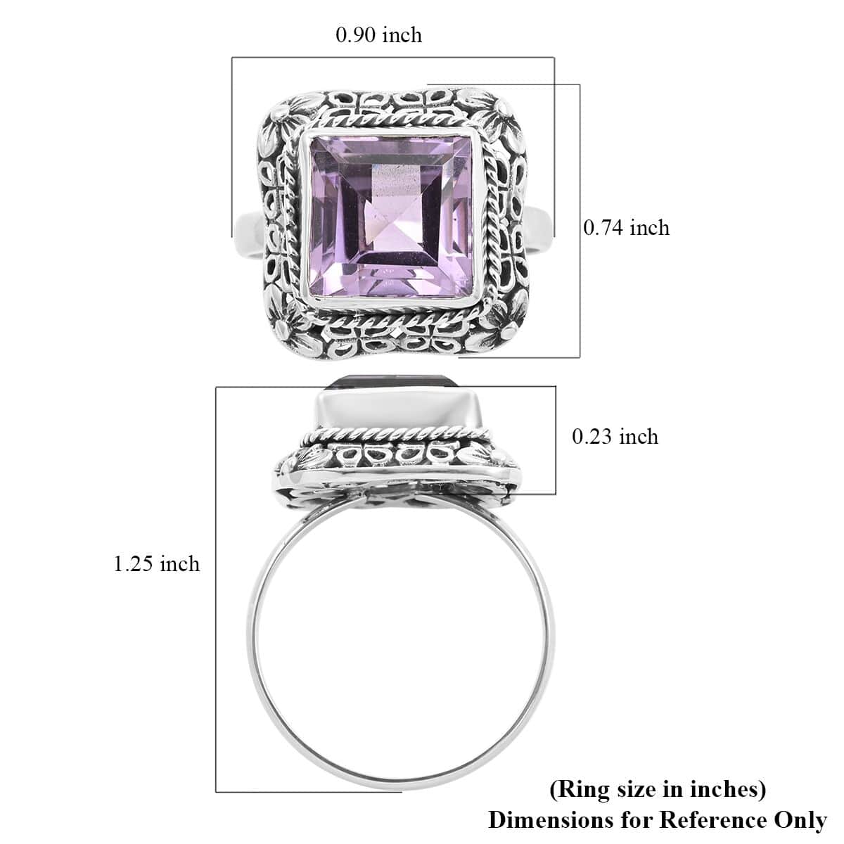 Bali Legacy Rose De France Amethyst Ring in Sterling Silver (Size 9.5) 5.10 ctw image number 5