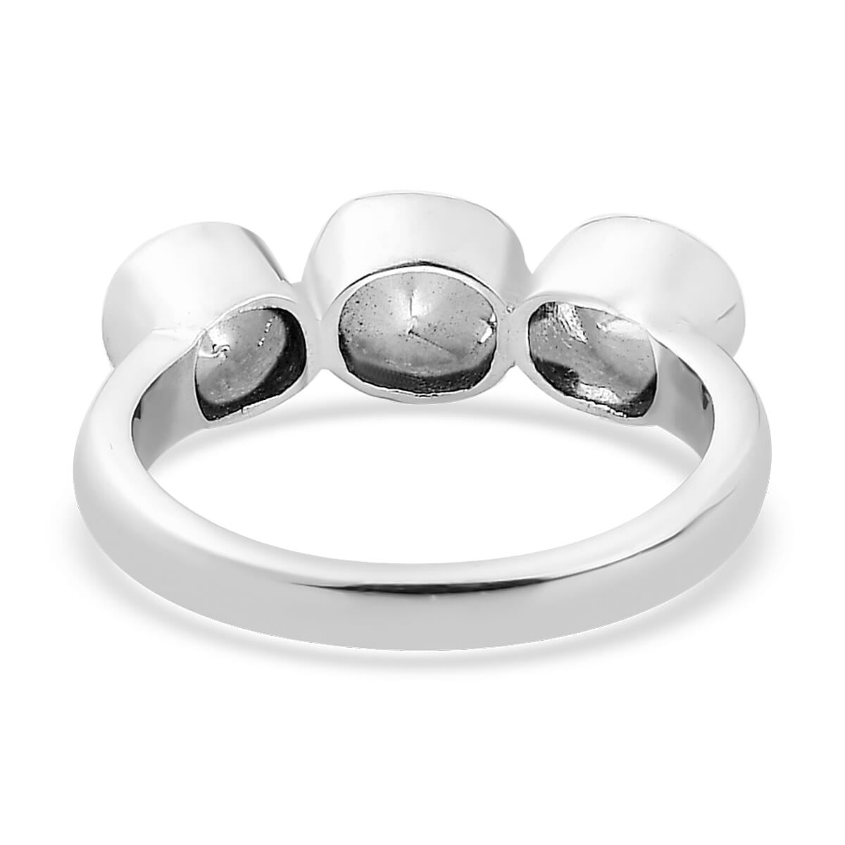 Polki Diamond Trilogy Ring in Platinum Over Sterling Silver (Size 5.0) 0.50 ctw