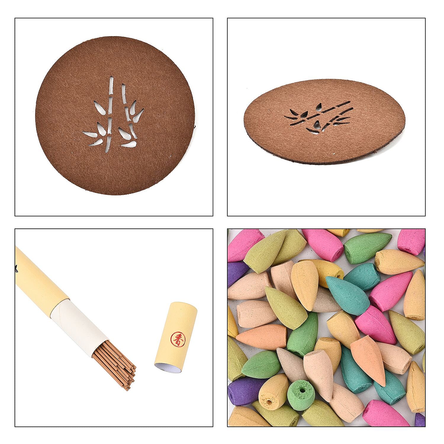 Copper Ceramic Backflow Incense Holder Incense Burner Waterfall with 60 Backflow Incense Cones, 30 Incense Stick, 1p Tweezer and Base
