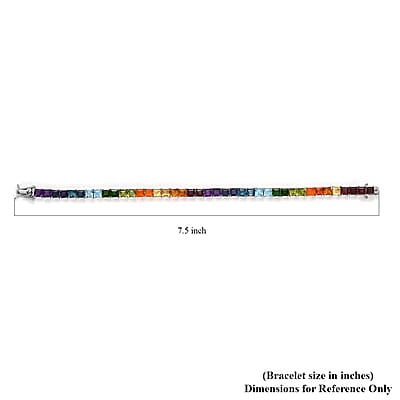 Multi Gemstone 13.00 ctw Cluster Bracelet in Rhodium Over Sterling Silver (7.25 In)