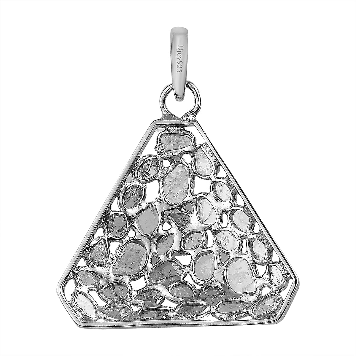 Polki Diamond Cluster Pendant in Platinum Over Sterling Silver 1.50 ctw image number 4