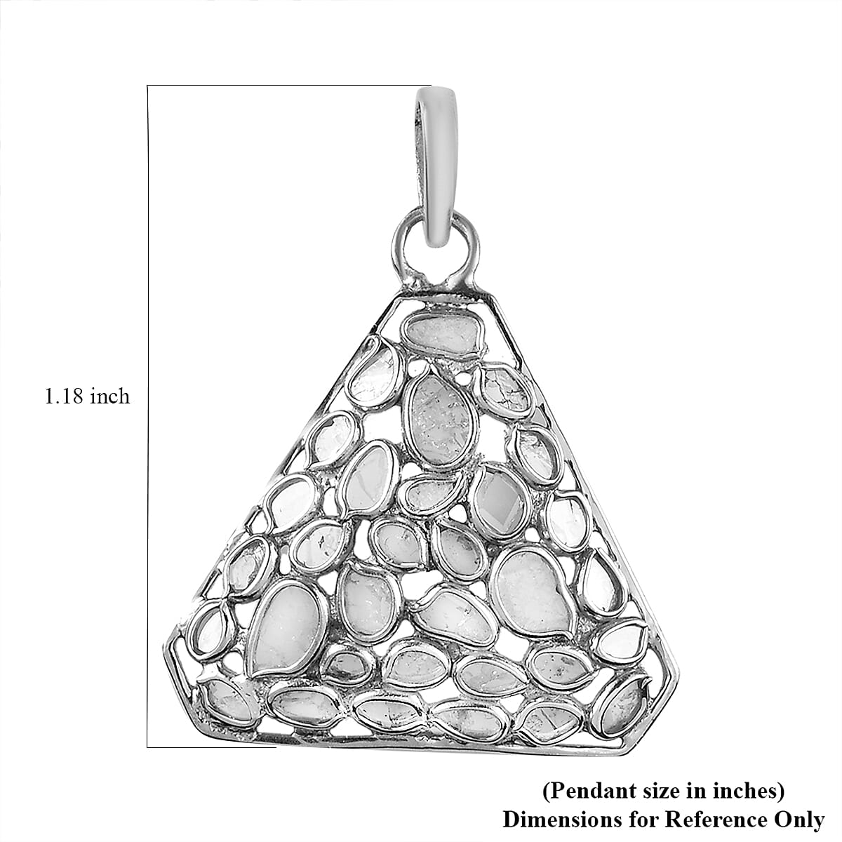 Polki Diamond Cluster Pendant in Platinum Over Sterling Silver 1.50 ctw image number 5
