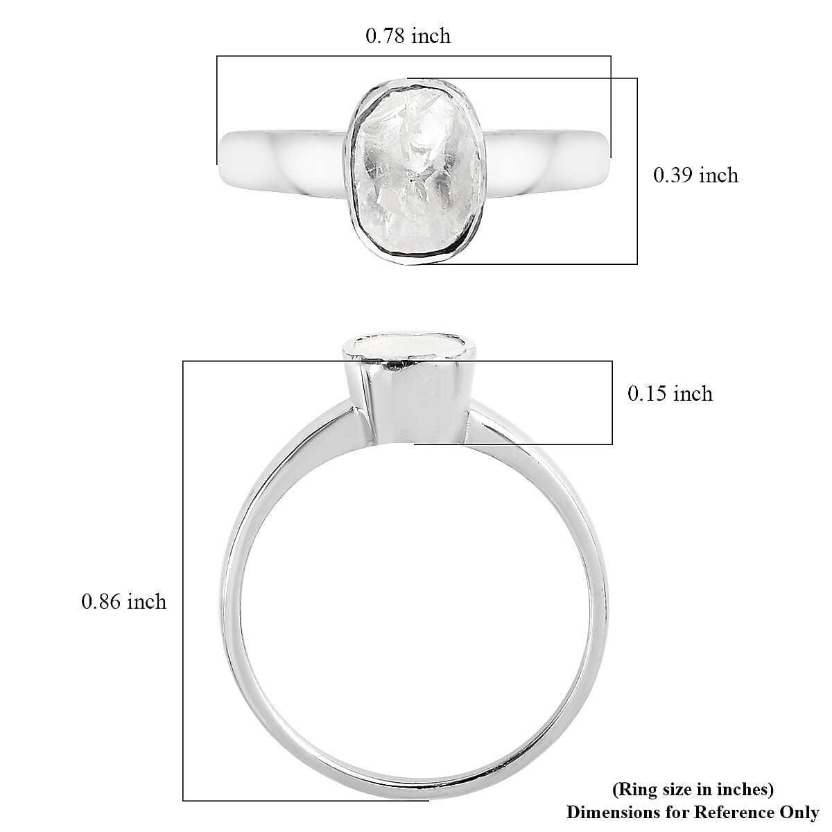 Polki Diamond Solitaire Ring in Platinum Over Sterling Silver (Size 10.0) 0.25 ctw