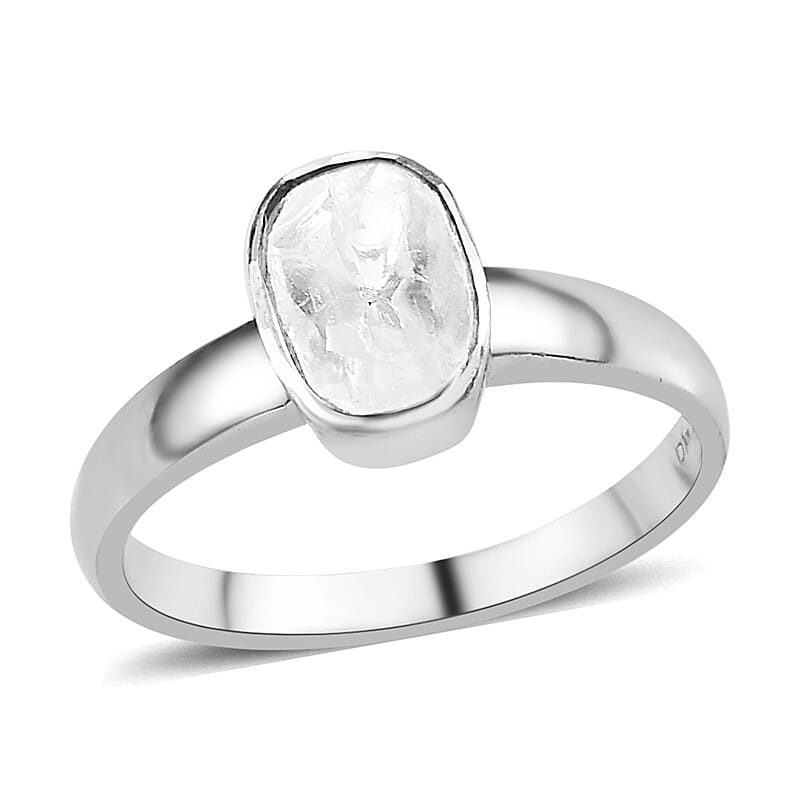 Polki Diamond Solitaire Ring in Platinum Over Sterling Silver (Size 8.0) 0.25 ctw