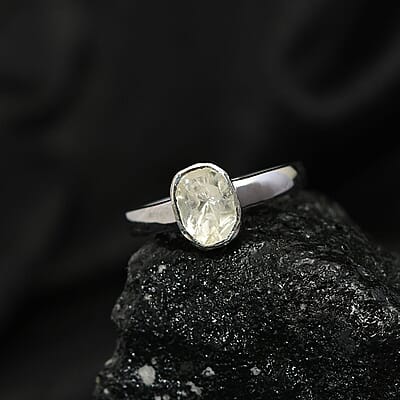Polki Diamond Solitaire Ring in Platinum Over Sterling Silver (Size 8.0) 0.25 ctw