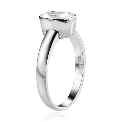 Polki Diamond Solitaire Ring in Platinum Over Sterling Silver (Size 8.0) 0.25 ctw