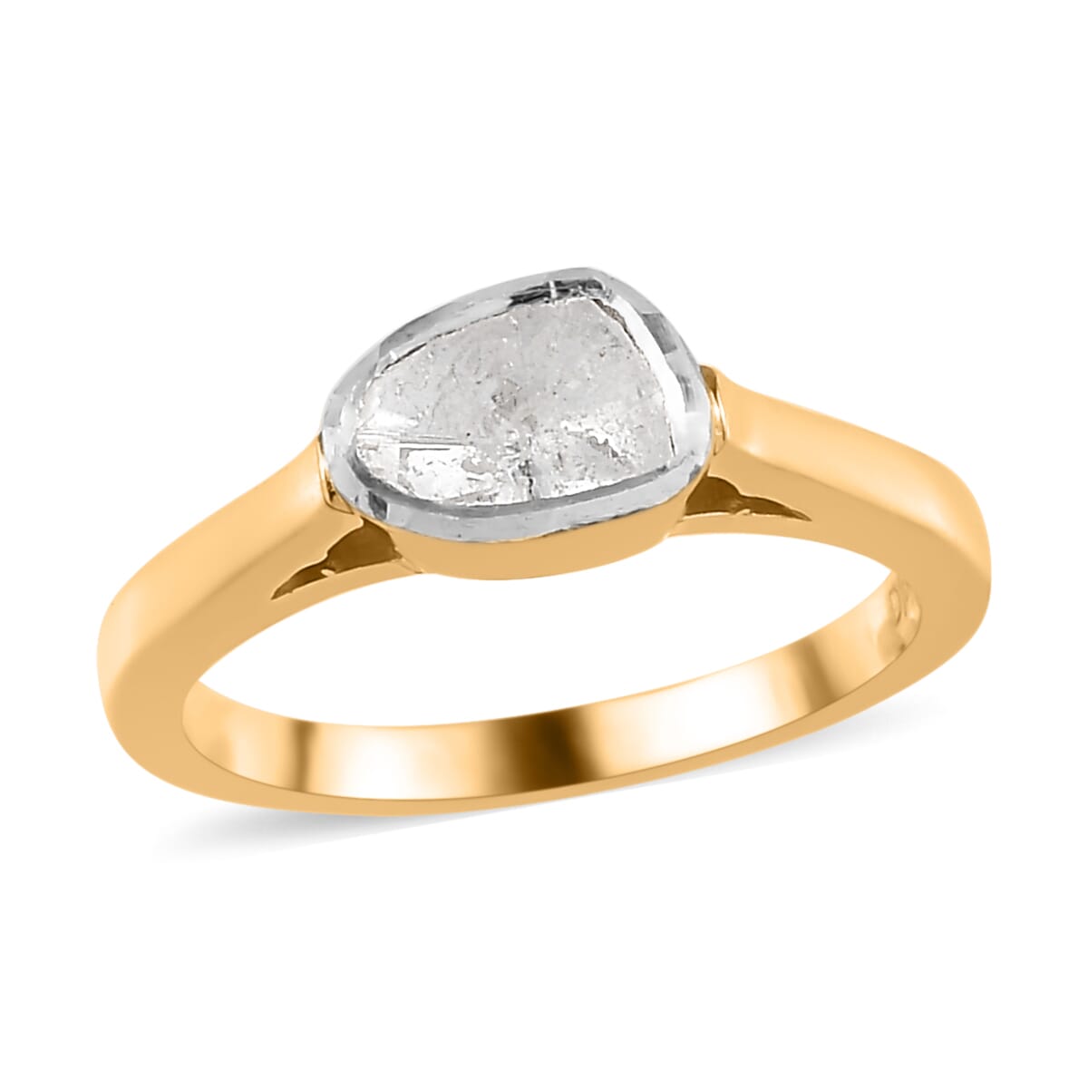 Polki Diamond Solitaire Ring in Vermeil Yellow Gold Over Sterling Silver (Size 9.0) 0.25 ctw image number 0