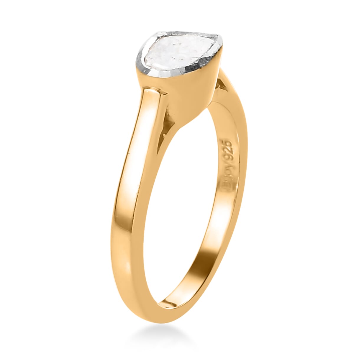 Polki Diamond Solitaire Ring in Vermeil Yellow Gold Over Sterling Silver (Size 9.0) 0.25 ctw image number 3
