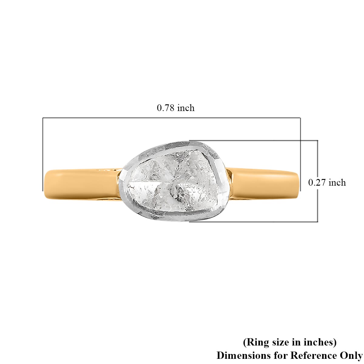 Polki Diamond Solitaire Ring in Vermeil Yellow Gold Over Sterling Silver (Size 9.0) 0.25 ctw image number 5