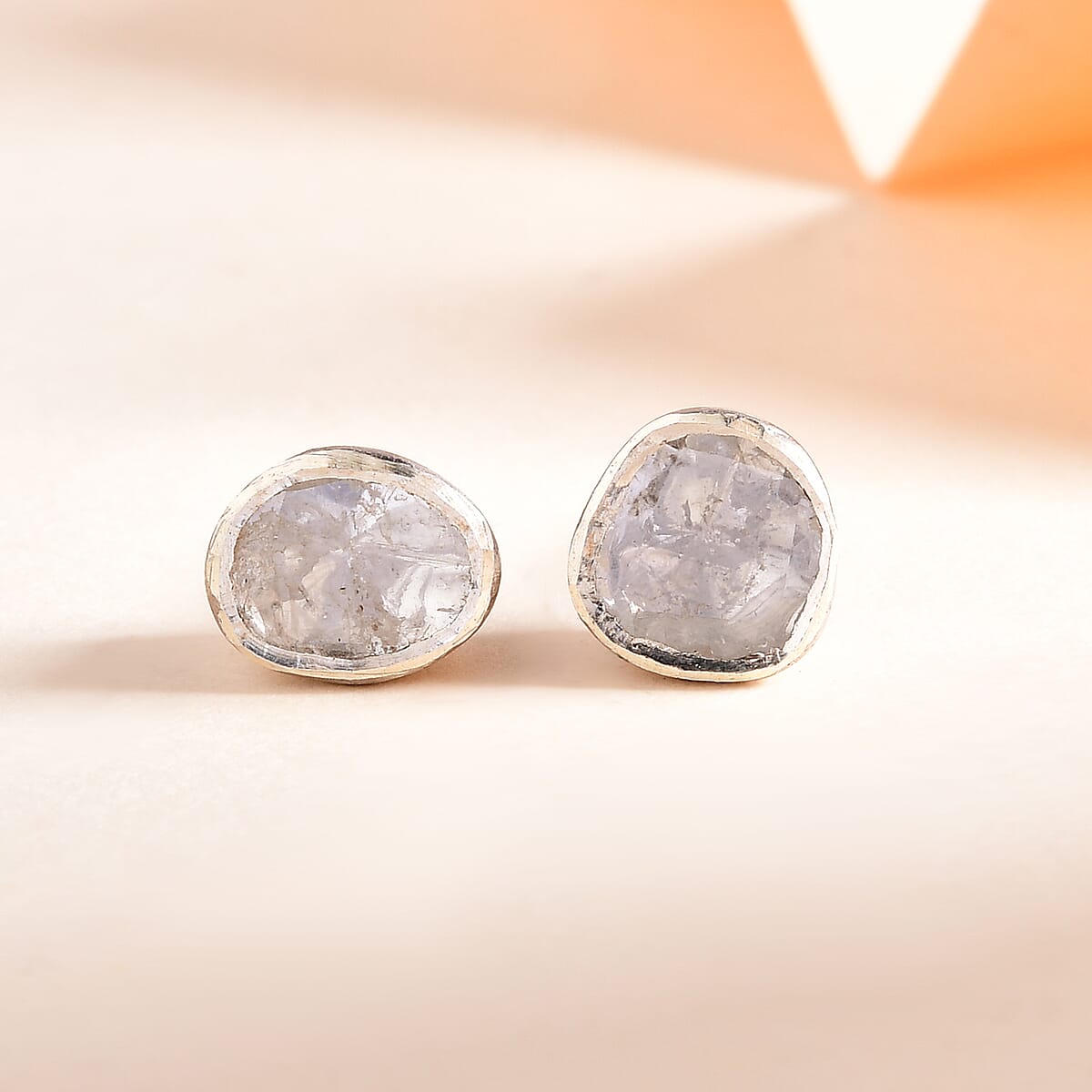 Polki Diamond Solitaire Stud Earrings in Platinum Over Sterling Silver 0.50 ctw image number 1