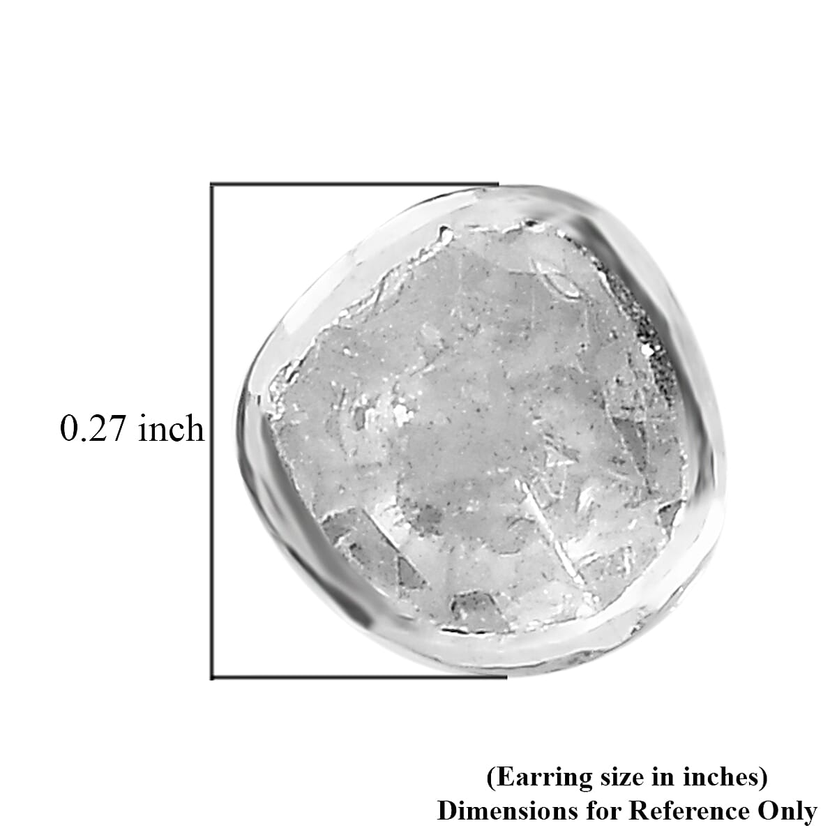 Polki Diamond Solitaire Stud Earrings in Platinum Over Sterling Silver 0.50 ctw image number 4