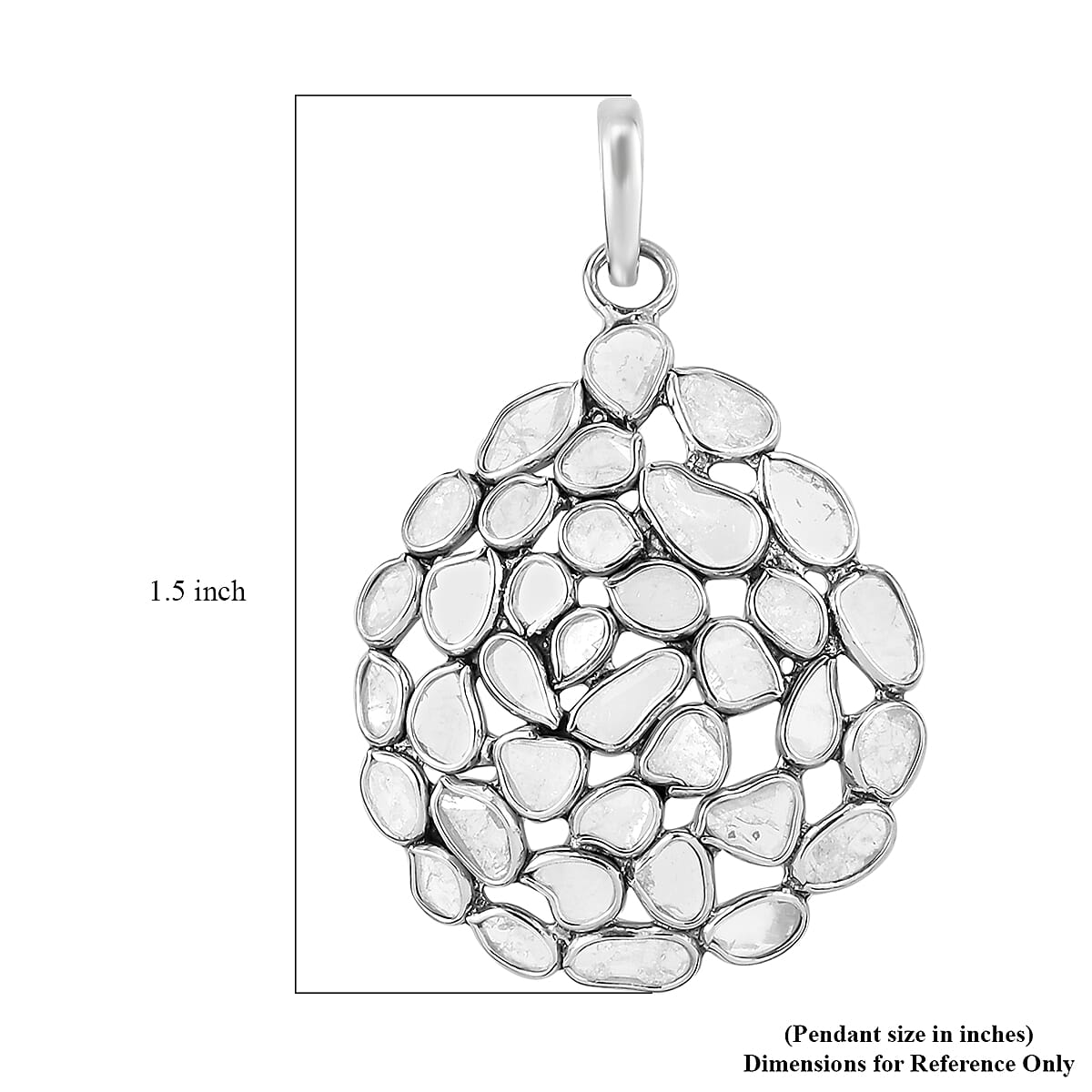 Polki Diamond Cluster Pendant in Platinum Over Sterling Silver 1.50 ctw