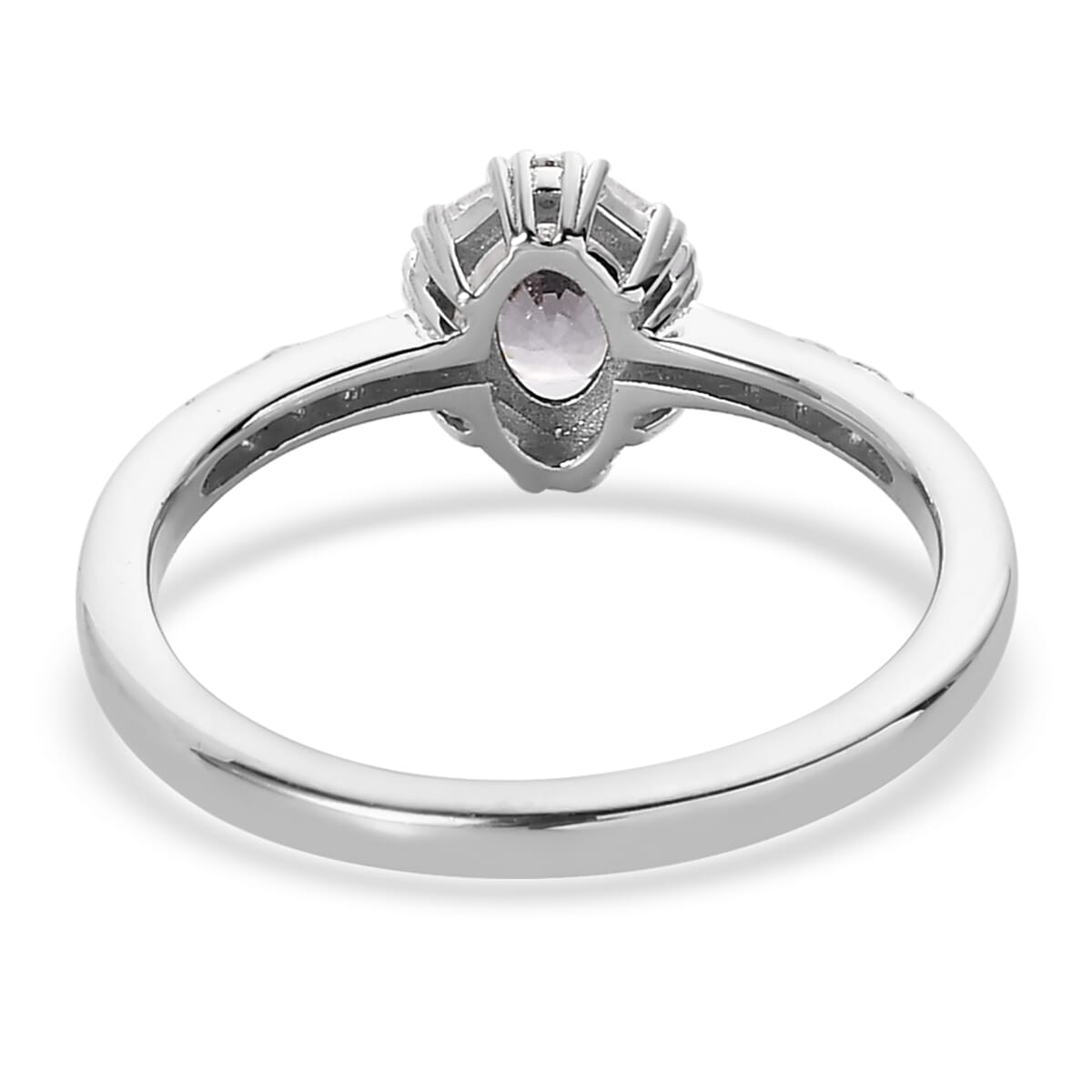 Tanzanian Platinum Spinel and Moissanite Ring in Platinum Over Sterling Silver 0.75 ctw image number 4