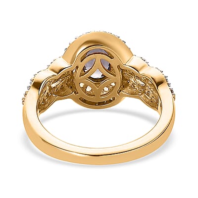 Premium Tanzanian Platinum Spinel, Multi Gemstone Double Halo Ring in Rhodium and Vermeil Yellow Gold Over Sterling Silver (Size 5.0) 1.40 ctw