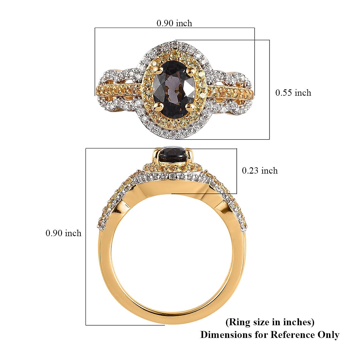 Premium Tanzanian Platinum Spinel, Multi Gemstone Double Halo Ring in Rhodium and Vermeil Yellow Gold Over Sterling Silver (Size 5.0) 1.40 ctw image number 5