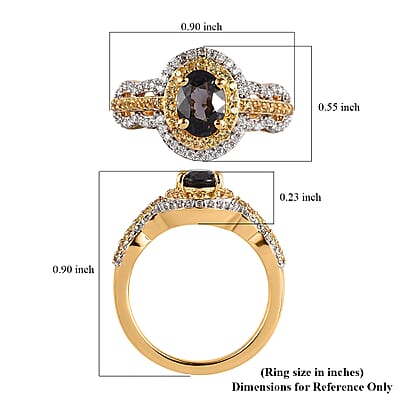 Premium Tanzanian Platinum Spinel, Multi Gemstone Double Halo Ring in Rhodium and Vermeil Yellow Gold Over Sterling Silver (Size 5.0) 1.40 ctw