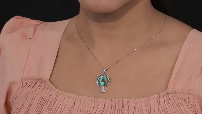 Artisan Crafted Royston Turquoise Pendant in Sterling Silver 5.10 ctw