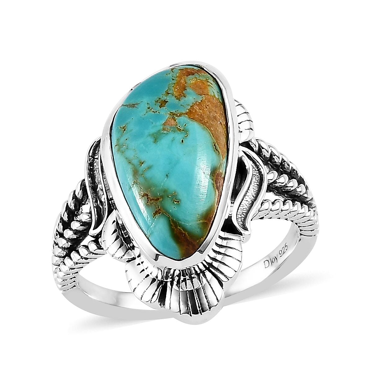 Artisan Crafted Royston Turquoise Solitaire Ring in Sterling Silver 8.65 ctw image number 0