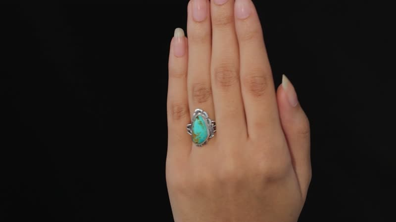 Artisan Crafted Royston Turquoise Solitaire Ring in Sterling Silver 8.65 ctw