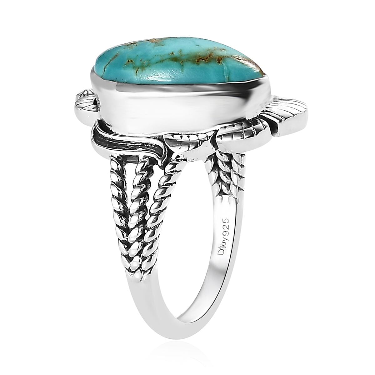Artisan Crafted Royston Turquoise Solitaire Ring in Sterling Silver 8.65 ctw image number 3
