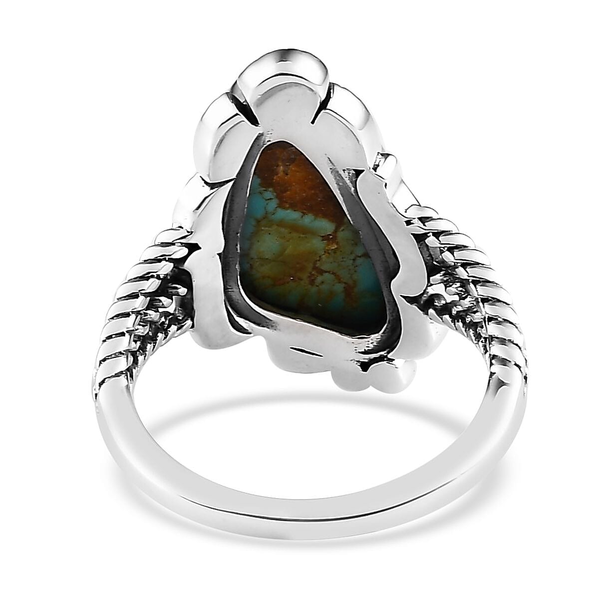 Artisan Crafted Royston Turquoise Solitaire Ring in Sterling Silver 8.65 ctw image number 4