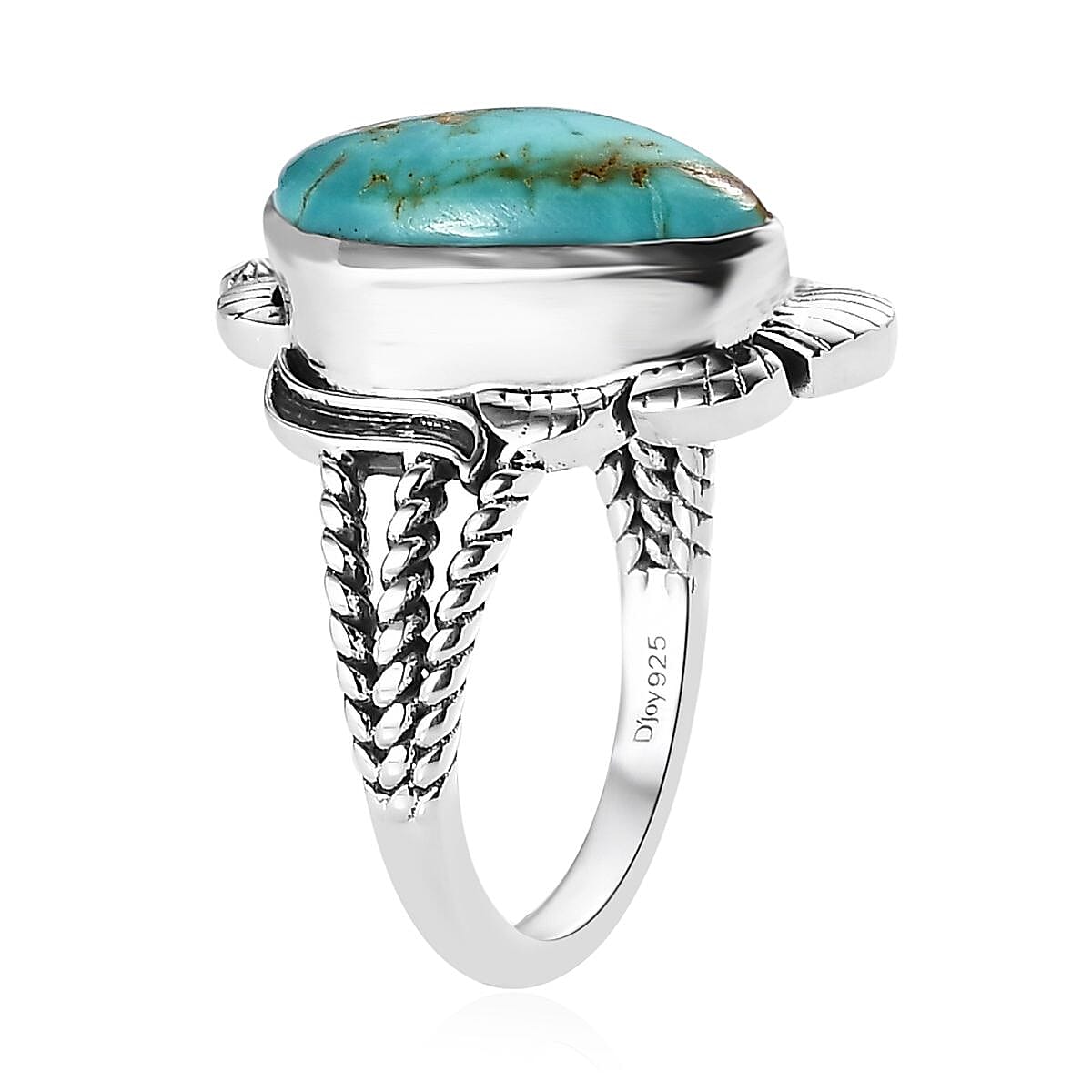 Artisan Crafted Royston Turquoise Solitaire Ring in Sterling Silver (Size 6.0) 8.65 ctw image number 3