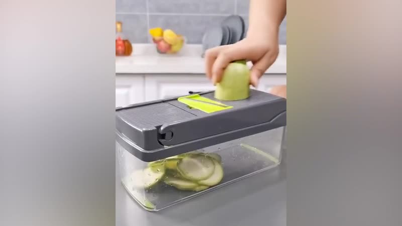 Vegetable Chopper Cutter Dicer Multifunctional 10-in-1 Food Veggie Slicer With Container, 4 Interchangeable Blades, 2 Cutter Dicer, Drain Strainer, Cleaning Brush, Blades Storage Box