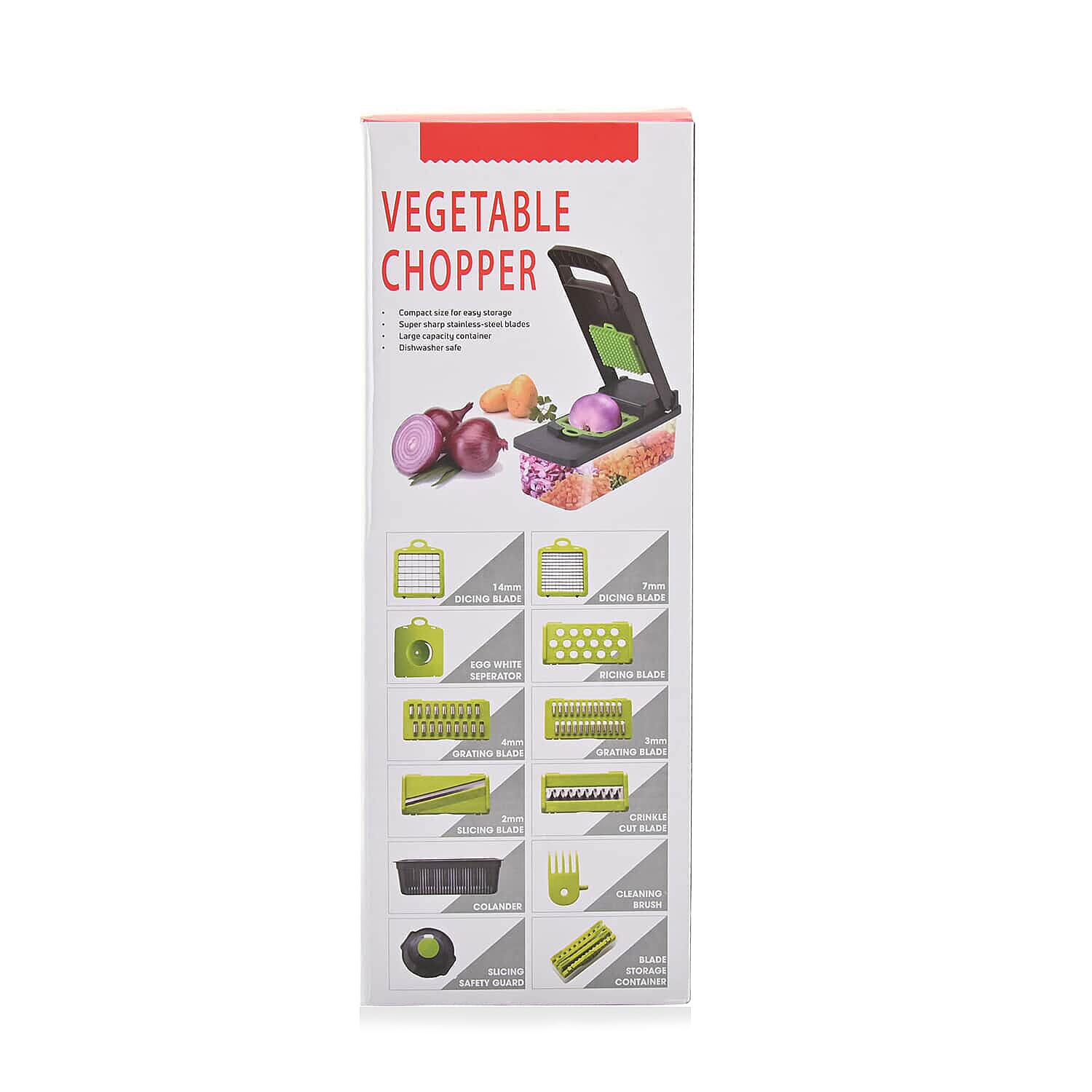 Vegetable Chopper Cutter Dicer Multifunctional 10-in-1 Food Veggie Slicer With Container, 4 Interchangeable Blades, 2 Cutter Dicer, Drain Strainer, Cleaning Brush, Blades Storage Box