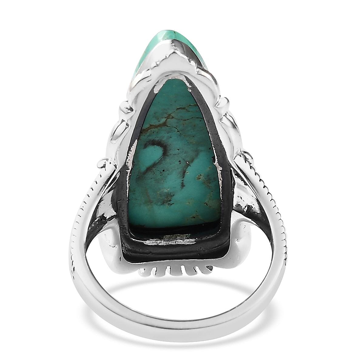 Artisan Crafted Royston Turquoise Solitaire Ring in Sterling Silver (Size 8.0) 9.25 ctw image number 4