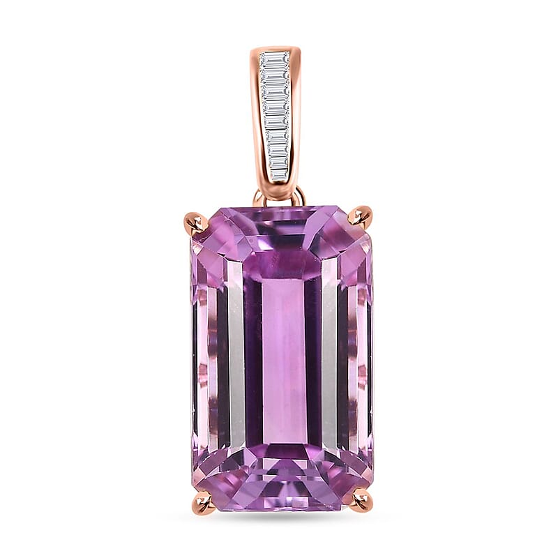 Luxoro AAA Patroke Kunzite 9.05 ctw and G-H SI Diamond Pendant in 14K Rose Gold