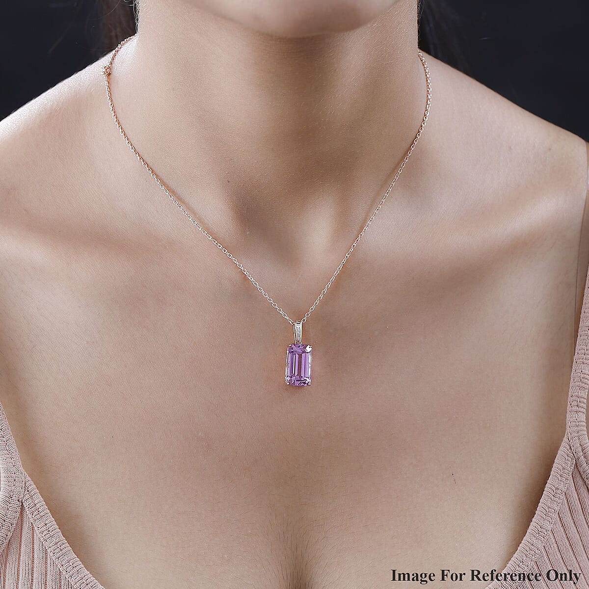 Luxoro AAA Patroke Kunzite 9.05 ctw and G-H SI Diamond Pendant in 14K Rose Gold image number 2