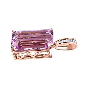 Luxoro AAA Patroke Kunzite 9.05 ctw and G-H SI Diamond Pendant in 14K Rose Gold