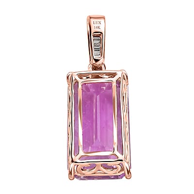 Luxoro AAA Patroke Kunzite 9.05 ctw and G-H SI Diamond Pendant in 14K Rose Gold