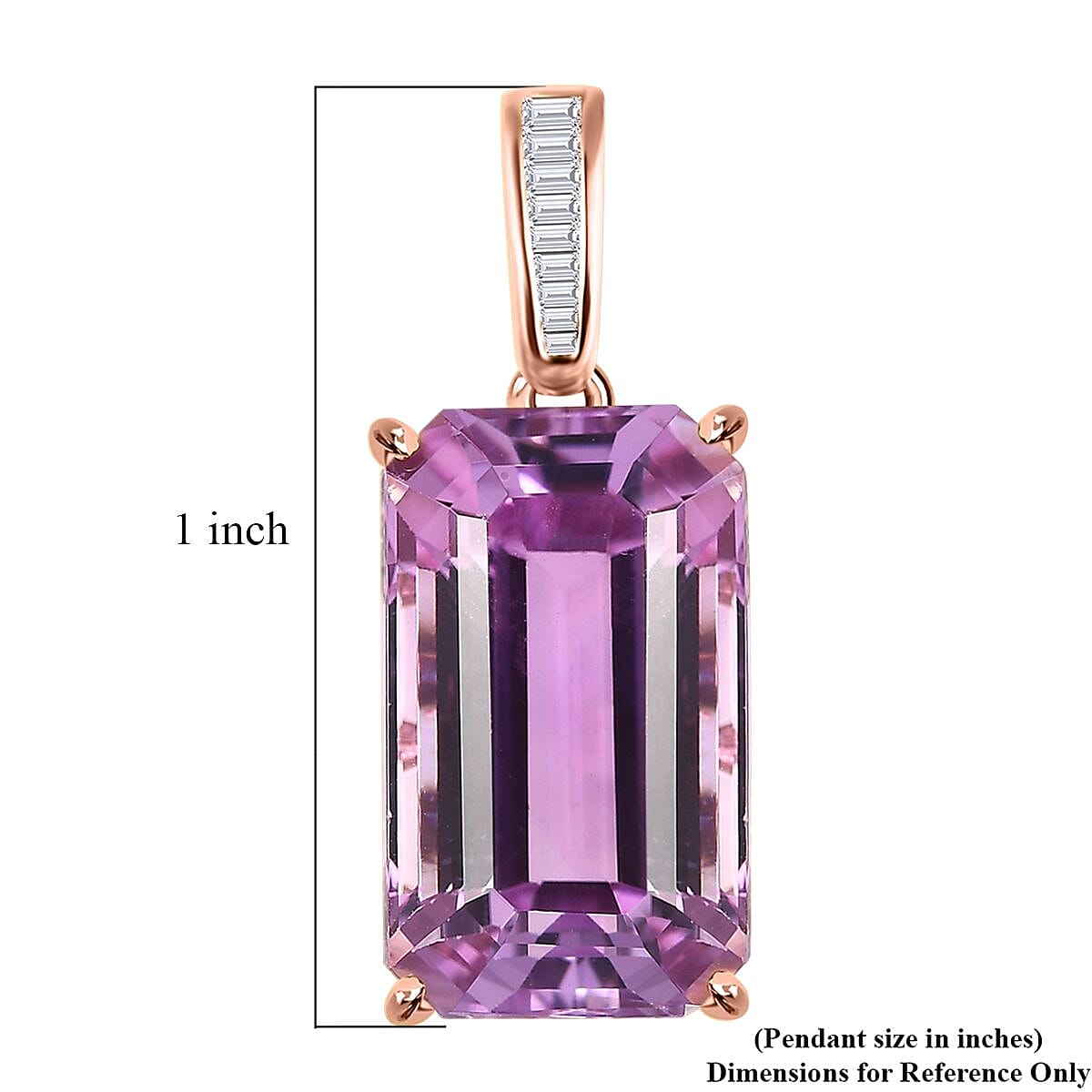 Luxoro AAA Patroke Kunzite 9.05 ctw and G-H SI Diamond Pendant in 14K Rose Gold image number 5