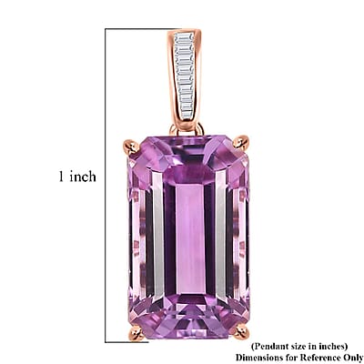 Luxoro AAA Patroke Kunzite 9.05 ctw and G-H SI Diamond Pendant in 14K Rose Gold
