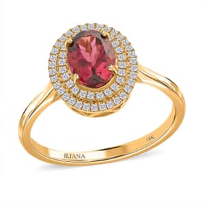 Certified & Appraised Iliana 18K Yellow Gold AAA Ouro Fino Rubellite and G-H SI Diamond Ring (Size 7.0) 1.70 ctw