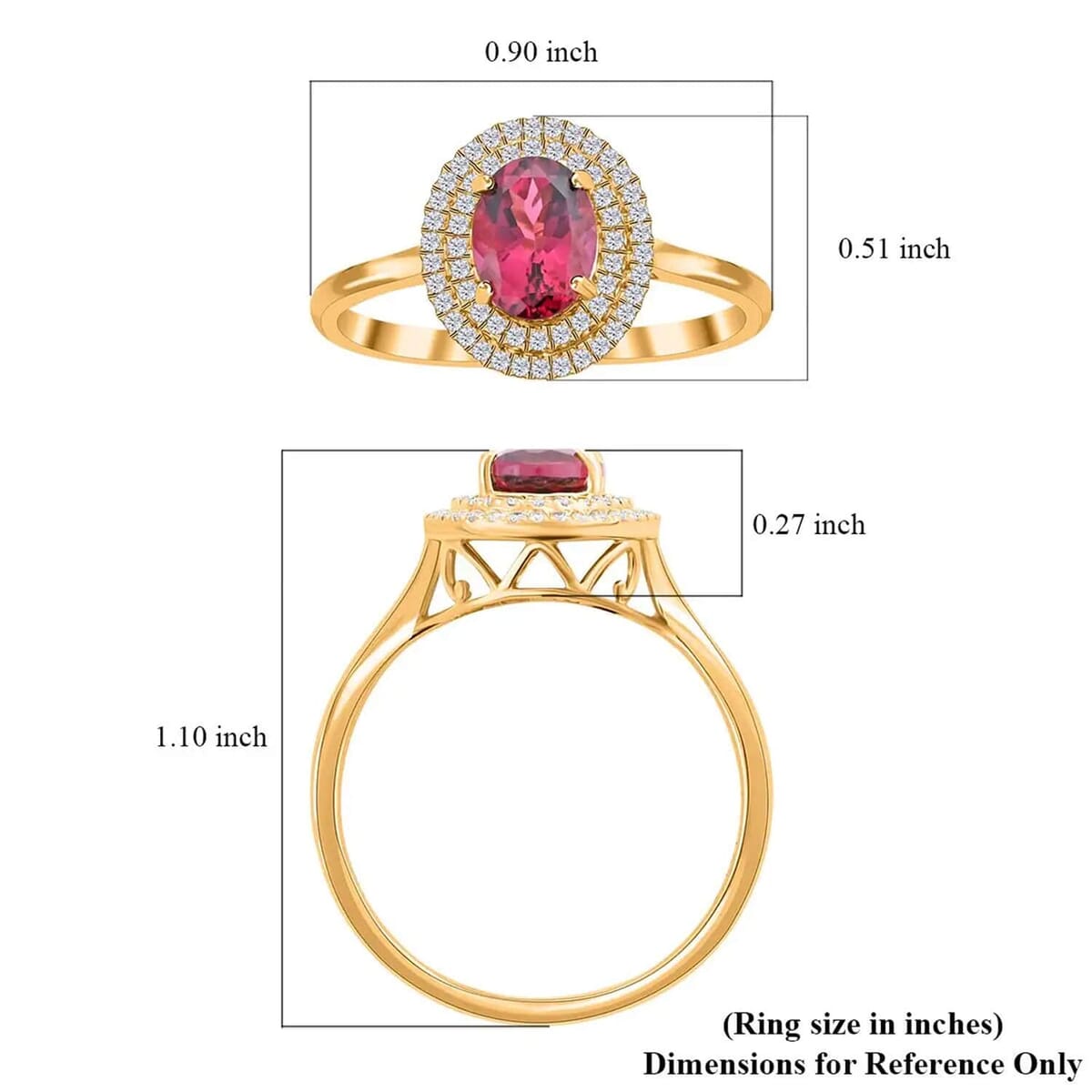 Certified & Appraised Iliana 18K Yellow Gold AAA Ouro Fino Rubellite and G-H SI Diamond Ring (Size 7.0) 1.70 ctw image number 5